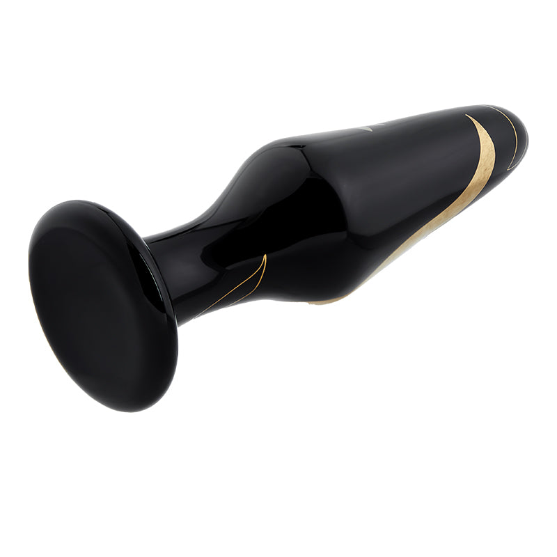Cheryl Lace Pattern 5 Pcs Glass Wide Butt Plug Black Gold Anal Expander Training Sex Toy