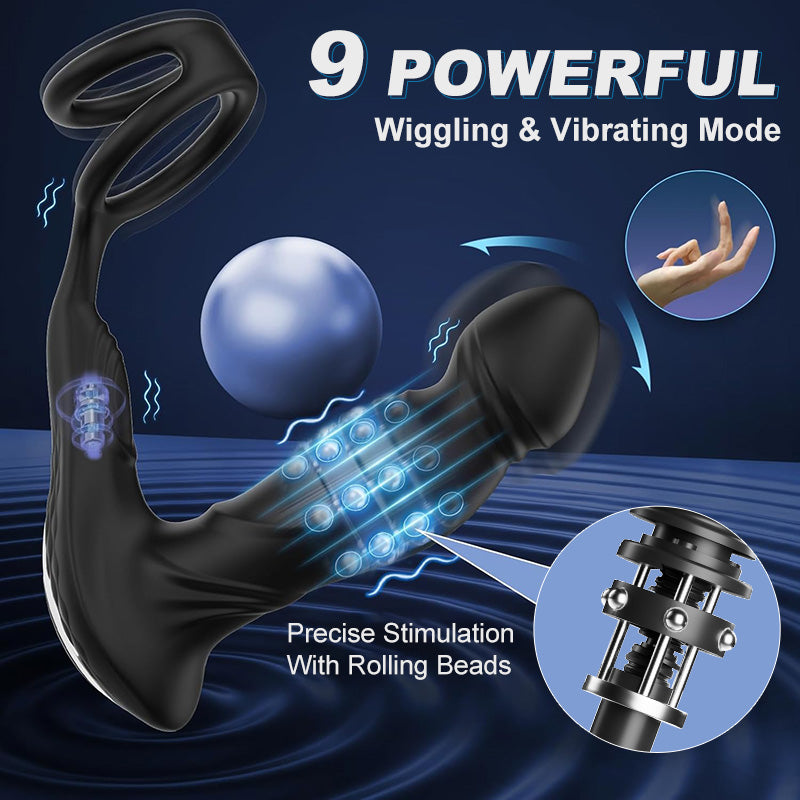 Asura App Control Wiggling & Tapping Prostate Massager with Dual Cock Rings