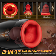 Load image into Gallery viewer, 3 in 1 Glans Massage Master Trainer 3 Spinning, 5 Suction, 10 Vibration Ultra Simulation D