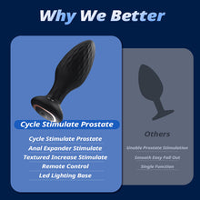 Load image into Gallery viewer, LED Light 360° Rotation &amp; Vibration Remote Control Anal Plug For Solo or Couple