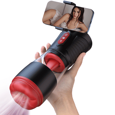【Partner Play】LickMe Phone Holder 4 Suction 7 Tongue-Licking Voice Function Male Stroker Masturbator