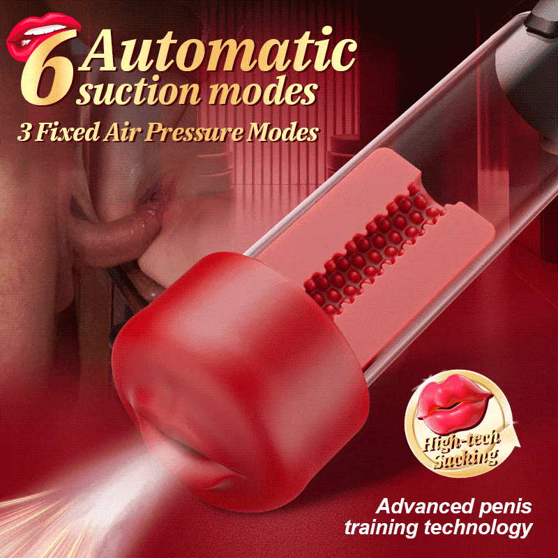 Red Fury Armour – 6 Suctions Penis Pump with Lifelike Mouth & Textured Tunnel