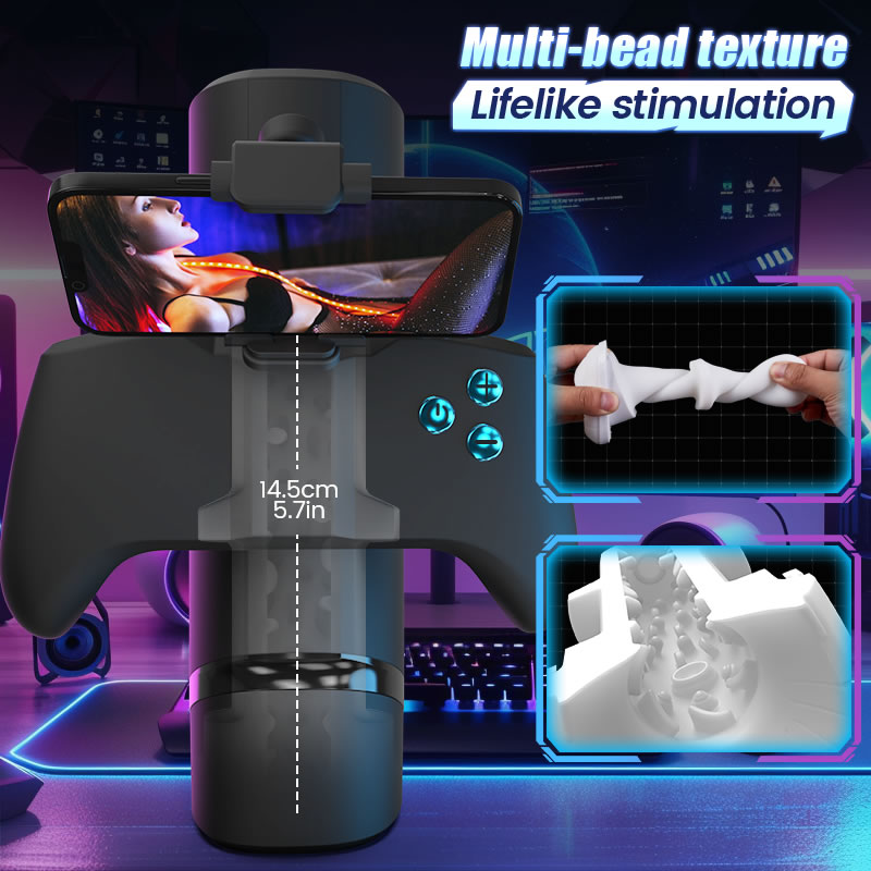 Turbo 10-Mode Explosive Thrusting Stroker – Immersive Gamepad Design with Phone Holder