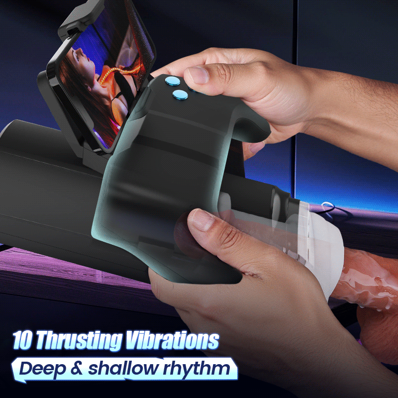 Turbo 10-Mode Explosive Thrusting Stroker – Immersive Gamepad Design with Phone Holder