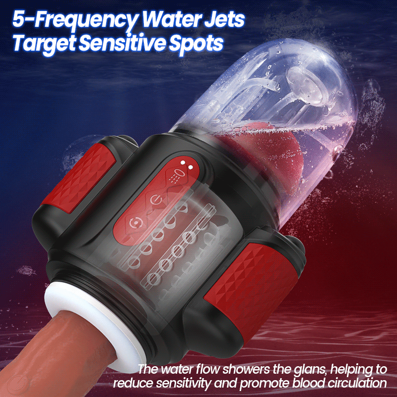 Storm Vortex - 5-Frequency Water Spray + 10-Frequency Vibration + 5-Frequency Rotation, Dual Glans Stimulation, Dual-Use