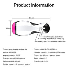 Load image into Gallery viewer, Bowling Deep Throat Intelligent Vibration Vacuum Sucking Voice Aircraft Cup Men's Fun Masturbation Warming Cup
