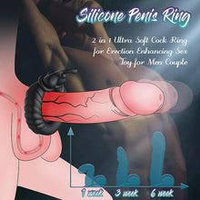 Load image into Gallery viewer, 10 Frequency Vbration Longer Harder Vibrating Dual Penis Ring Dildo Stretchy Cock Ring