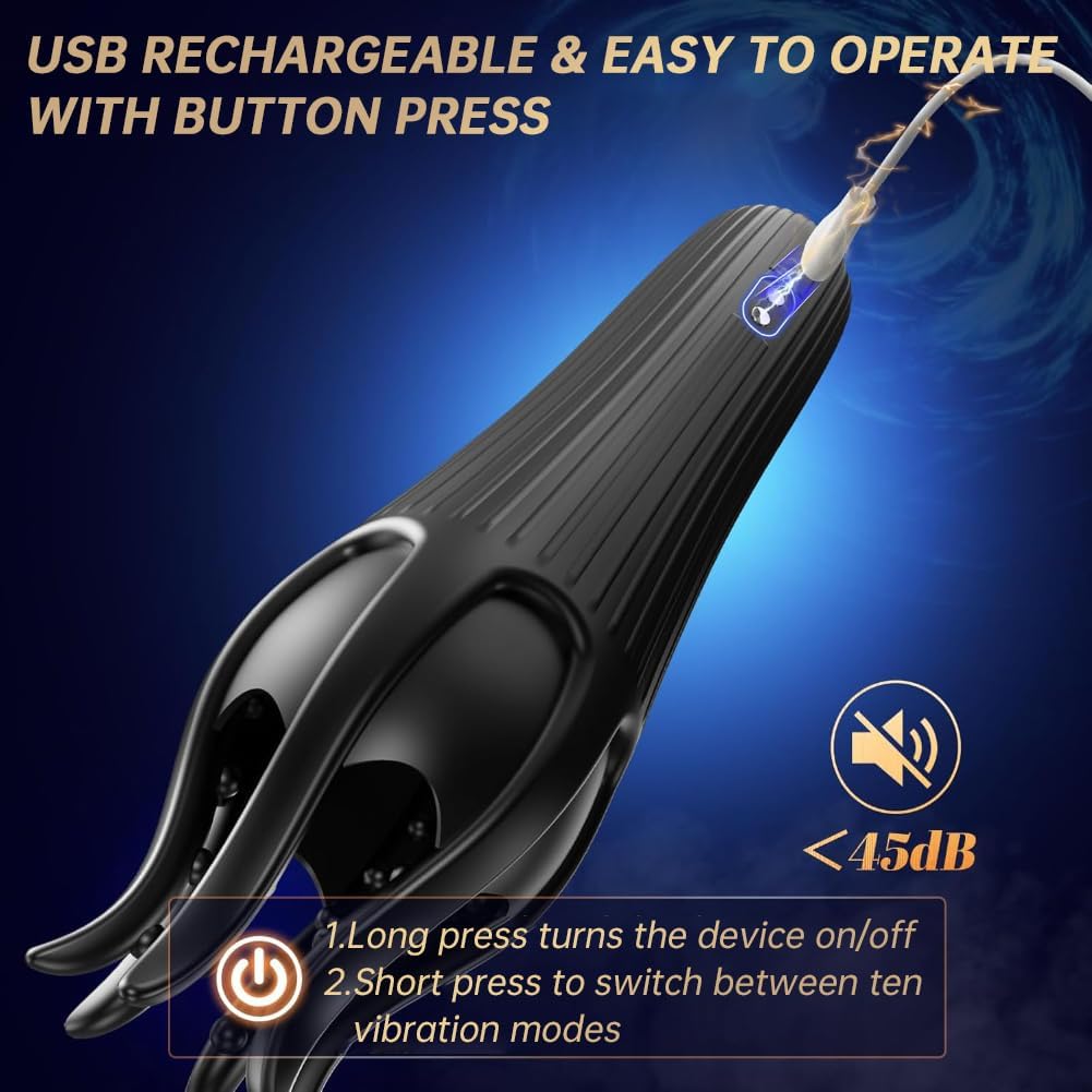 Male Sex Toys for Men - Masturbator Machine with 10 Modes Vibration & 10 Licking Tongue,Adult Sex Toys for Training & Prolong Endurance,Waterproof Male Stroker