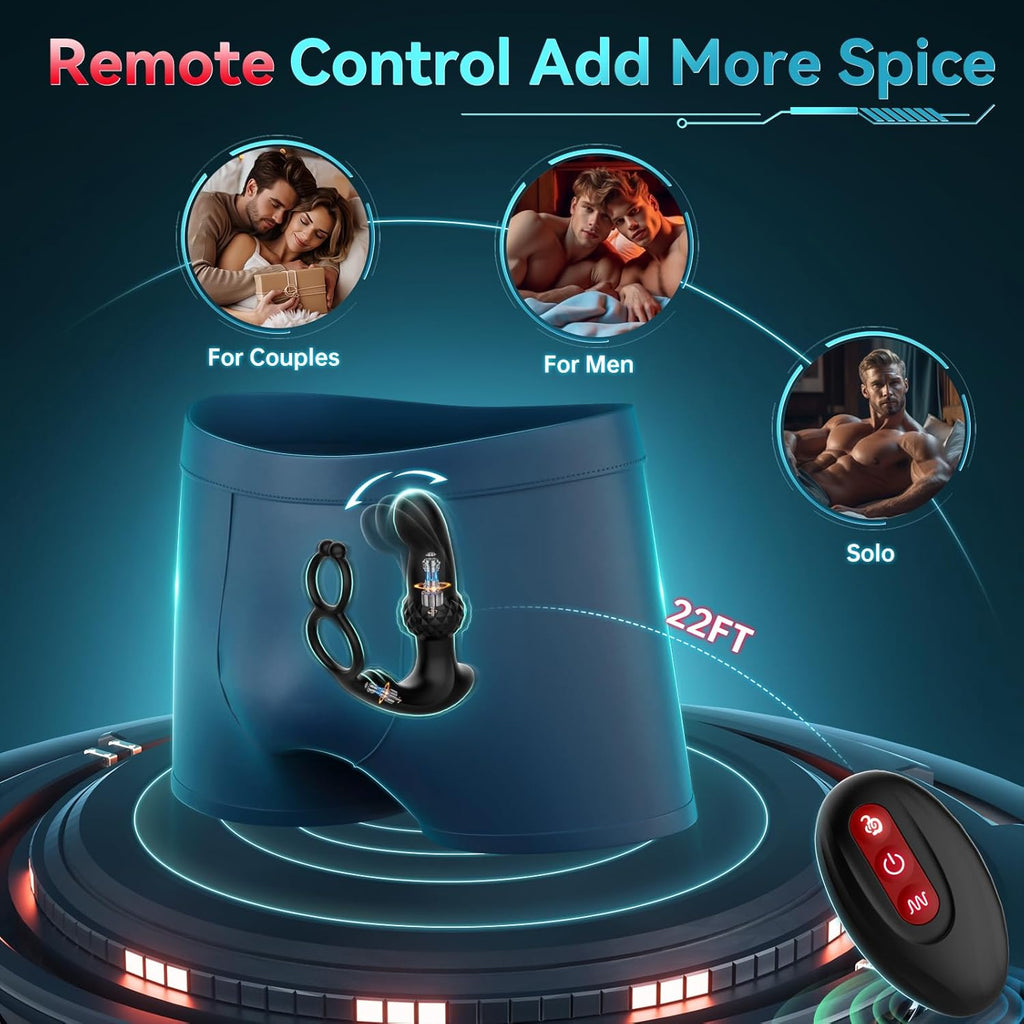 Prostate Massager Male Sex Toys, Expanding Anal Plug Steel Beads & 60° Finger-Thrust Motion, Vibrating Butt Plug with 7 Tapping & Vibrating Modes Anal Toys, Cock Ring Adult Sex Toy for Women Couples