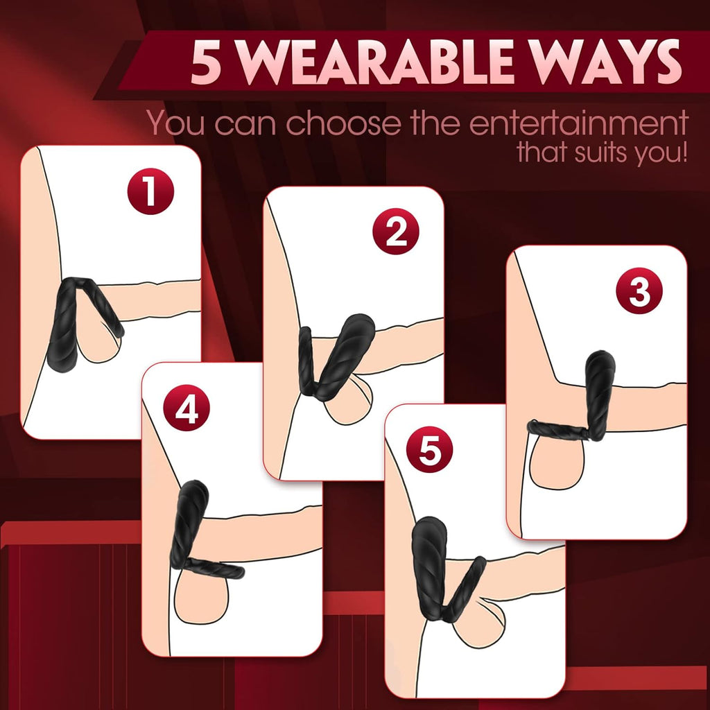 Vibrating Cock Ring Sex Toys for Men - Penis Ring Vibrator with 10 Vibrations, Adult Male Sex Toy for Longer Harder Stronger, Double Penis Vibrators, Couples Mens Male Adult Sex Toys & Games