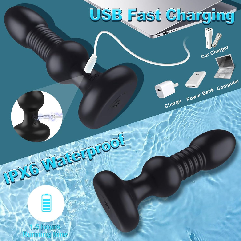 Thrusting Anal Plug Butt Plug, Remote Control Anal Sex Toy Vibrator With 5 Vibrating and Thrusting Modes,Prostate Massager For Male and Female, HBABY Waterproof Adult Sex Toy Anal Toys P Spot Massager