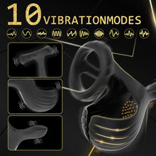 Load image into Gallery viewer, Vibrating Cock Ring with Testicles Vibrator, APP Vibrator Prostate Massager Penis Ring Sex Toy for Men Erotic with 10 Vibration Modes, Medical Silicone Waterproof Sex Toys for Adult Couples Black