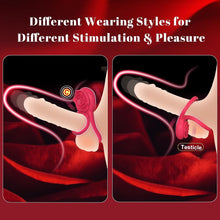 Load image into Gallery viewer, 7x Vibrating Cock Ring with Rose Clitoral Stimulator