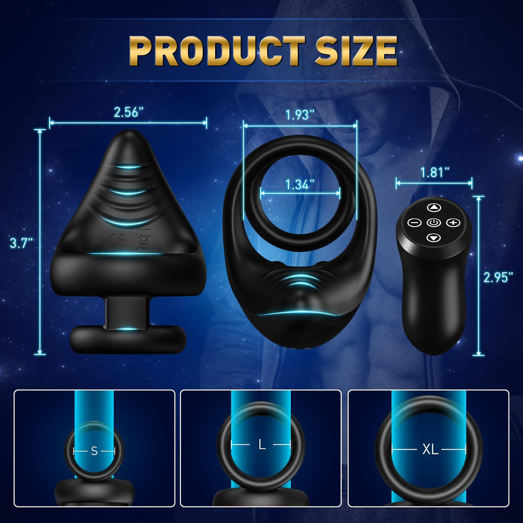 Vibrating Cock Ring Taint Vibrator Penis Ring Male Vibrator, Adult Sex Toys for Men Remote Control Perineum Stimulator Penis Vibrator, Silicone Dual Cockring Male Couple Sex Toy