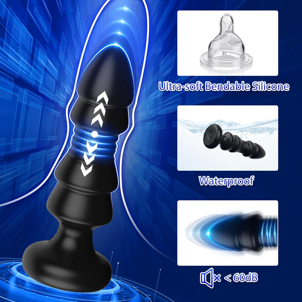 Thrusting Sex Toys Anal Plugs - APP Remote Control Vibrating Butt Plug with 12 Vibrating & Thrusting Modes Prostate Massager Anal Toys, G Spot Vibrator Anal Sex Toys for Male and Female