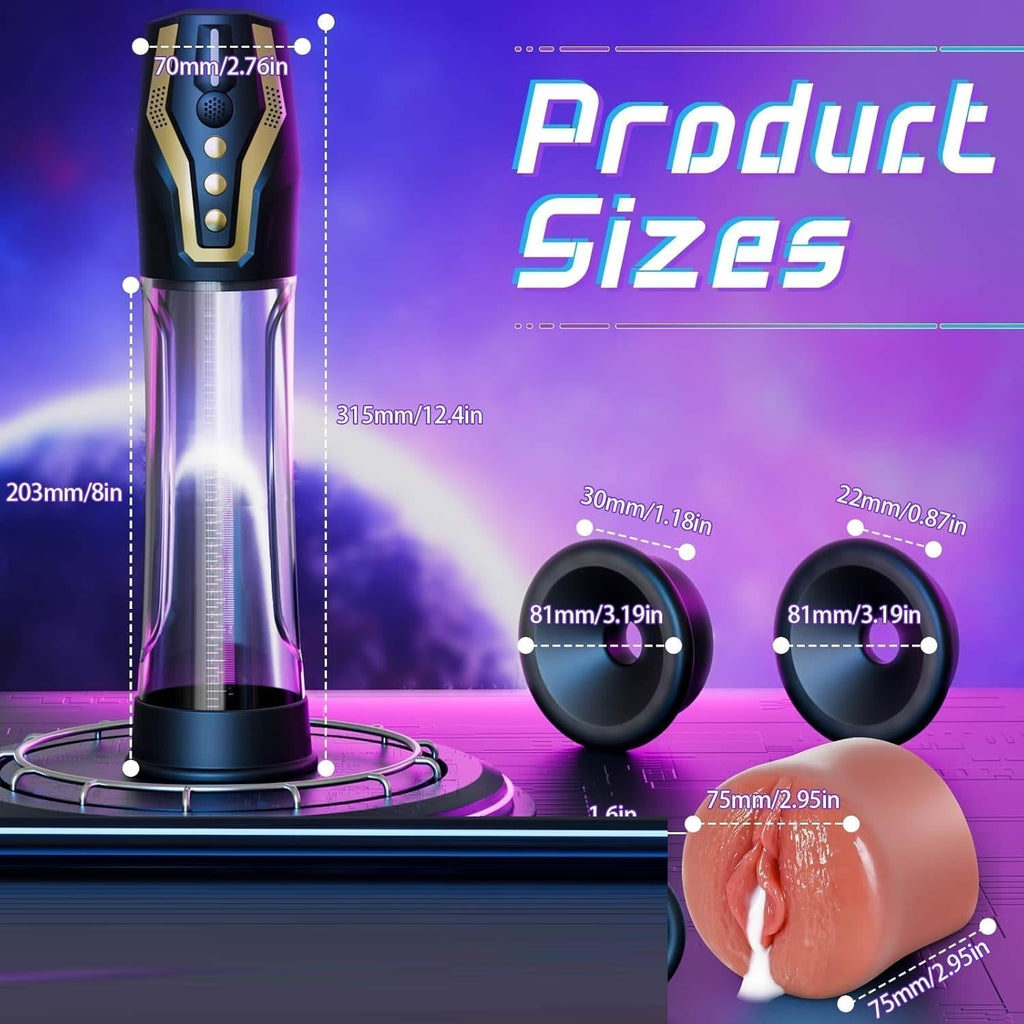 Male Sex Toys Penis Pump - Voice Control Penisp Pump with Cock Ring & Pocket Pussy, Male Masturbator 4 Sucking & 4 Pumping, Penis Extender Sex Toy Cock Pump, Dick Pump Penis Enlarger Sex Toýs for Man