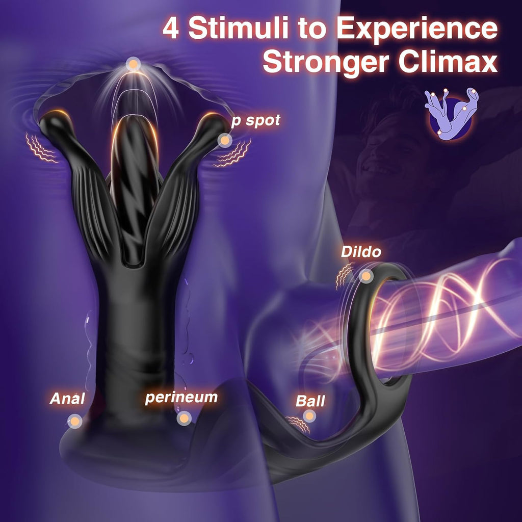 Prostate Massager Anal Toys, BEISAR Butt Plug Male Sex Toys for Men Sex Toy Anal Plug Adult Toys with 9 Tension Shock Flapping Thrusting Vibrating Cock Ring Anal Vibrator Dildo for Men S&M Paddles