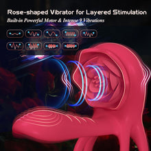 Load image into Gallery viewer, Rechargeable 7 Vibrating Male Couples Sex Toys, Vibrating Penis Ring with Rose Clitoral Stimulator, Couples Sex Toys with G Spot Clitoral Vibrator