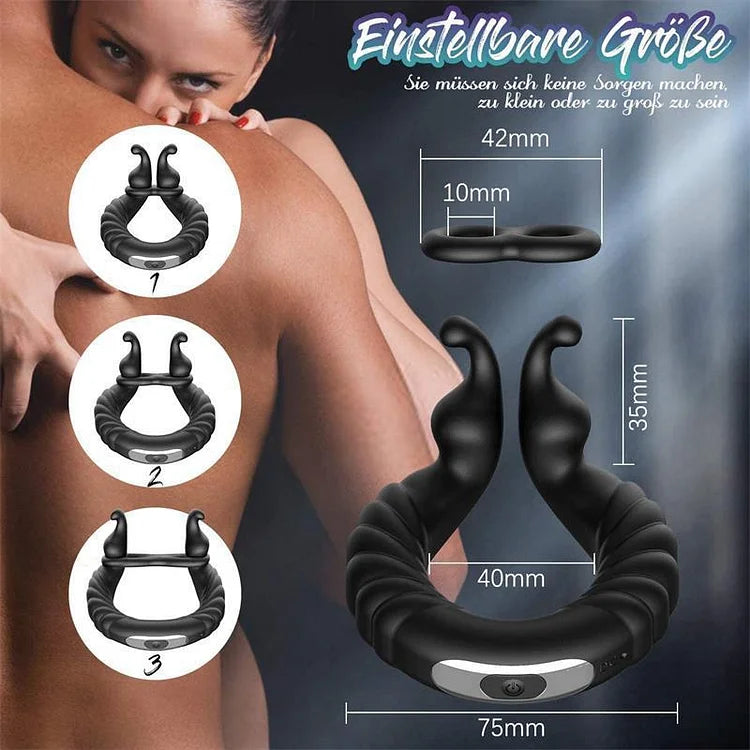 10 Frequency Vbration Longer Harder Vibrating Dual Penis Ring Dildo Stretchy Cock Ring