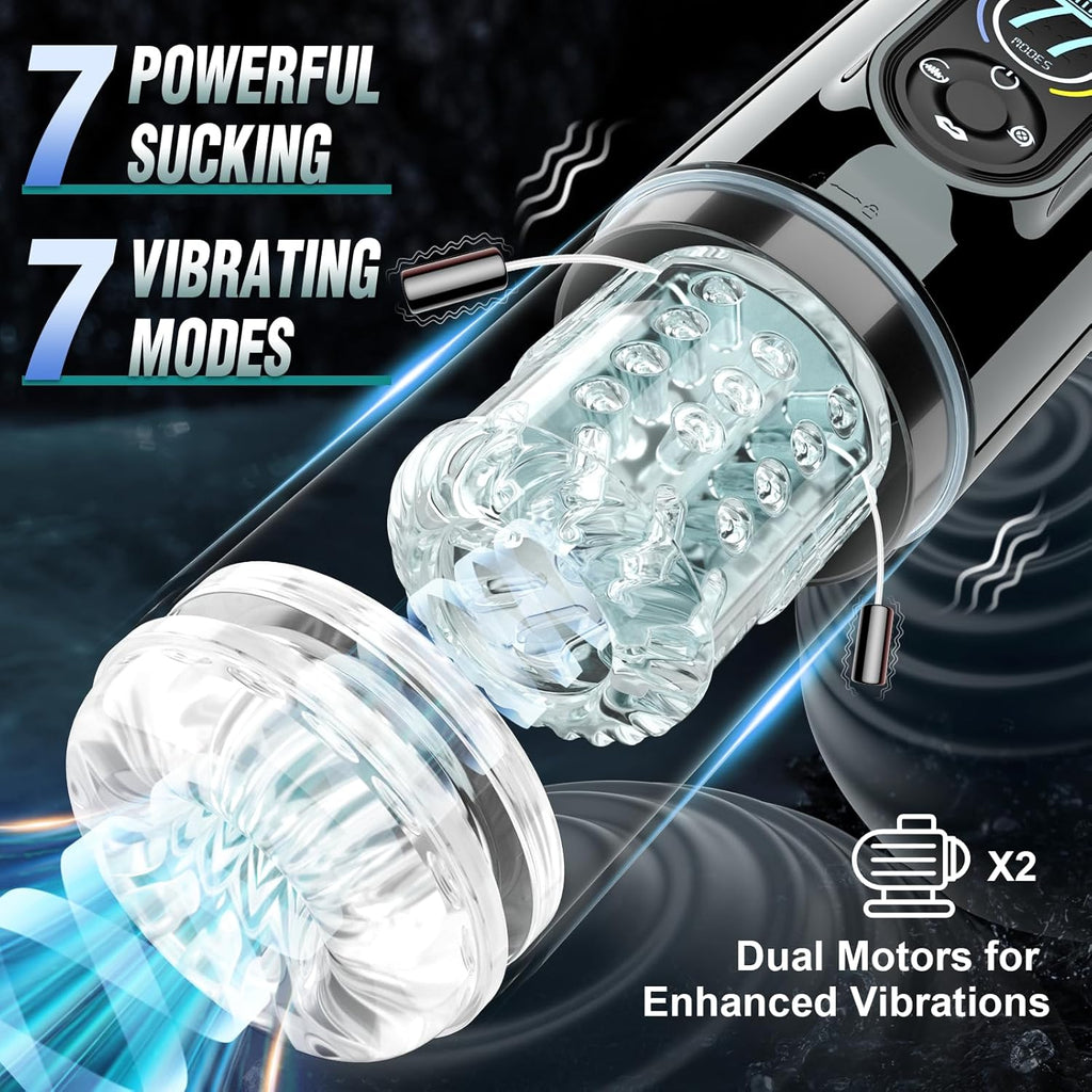 Automatic Male Masturbator Sex Toys for Men, Male Sex Toys Penis Pump with 7 Sucking & Vibrating & Thrusting & Rotating & Licking, Mens Sex Toy Adult Toys Blowjob Sex Machine Pocket Pussy Stroker