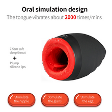 Load image into Gallery viewer, Hot Kiss Cup Men's Silicone Full-automatic Heated Oral Sex Apparatus Three-point Deep Throat Tongue Lick 6-frequency Vibration Level 3 Strength