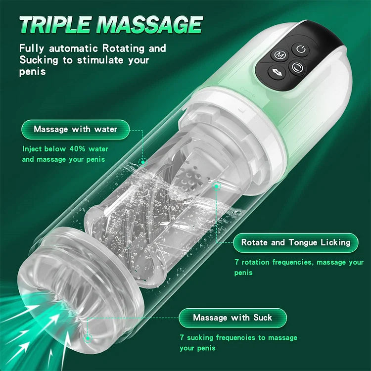 Automatic Male Masturbator With Tongue Licking, 7 Rotating And Sucking