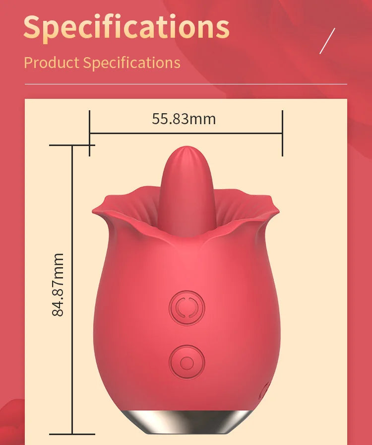 Powerful Rose Toy Vibrator With Tongue Licking Oral Nipple Clit Clitoris Stimulator